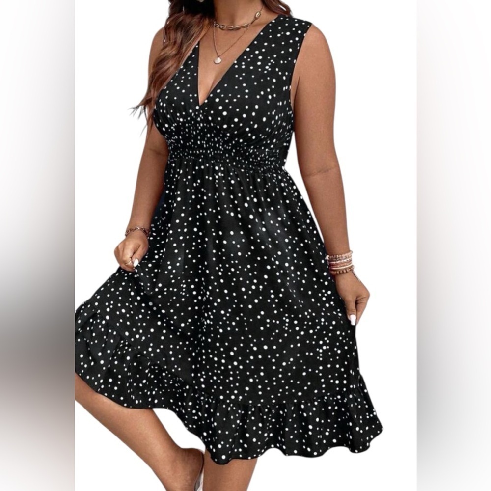 Charter Club Black and White Polka Dot Midi Dress